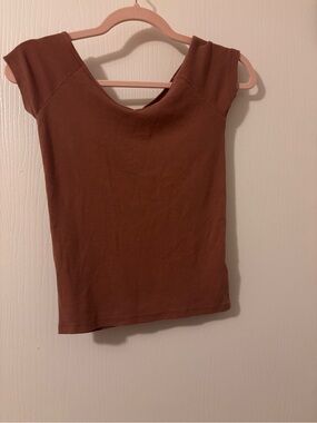 American Eagle Outfitters Rust Brown Ribbed Scoop Neck Tank